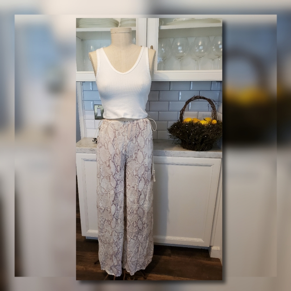 Olivaceous Python Print Drawstring Pant